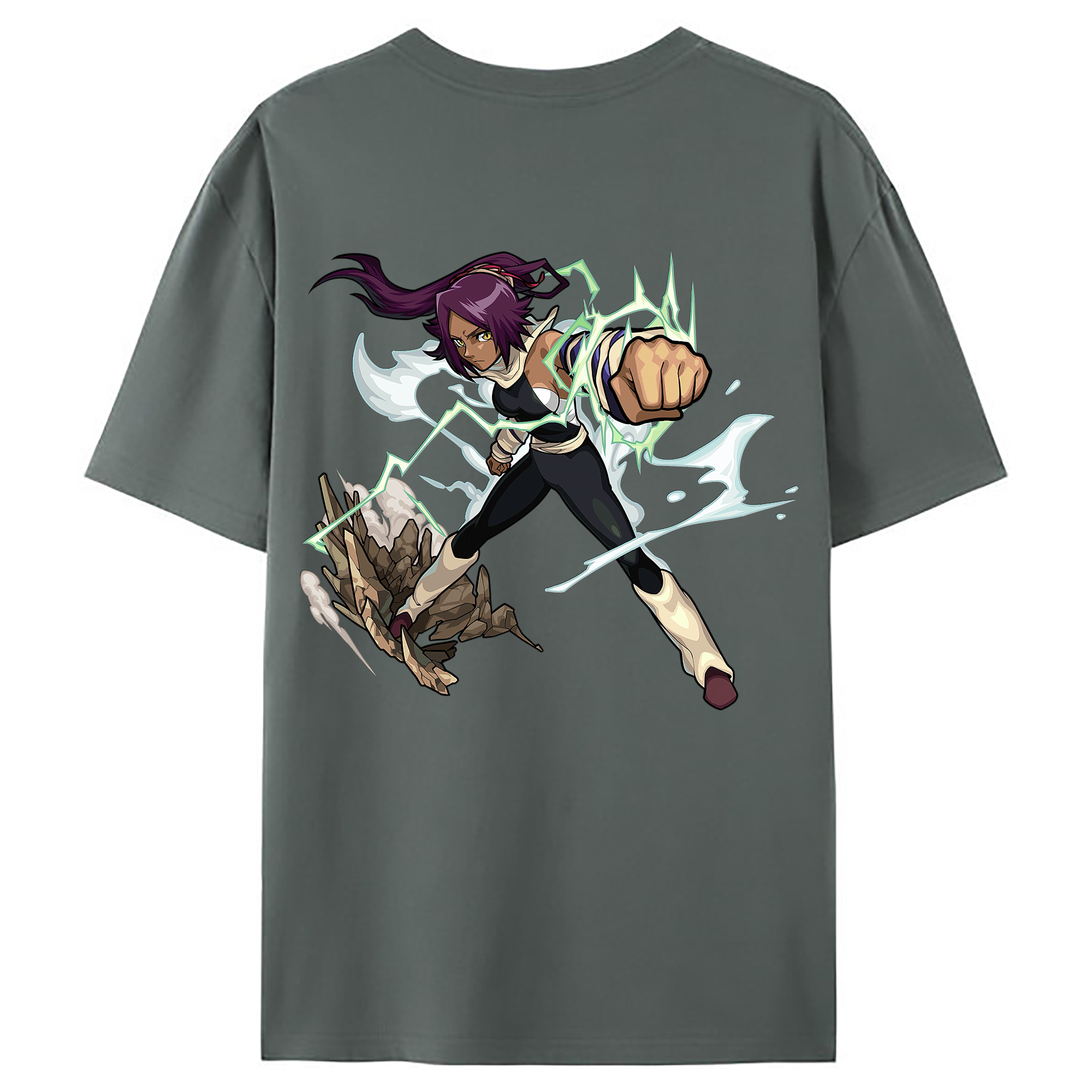 （画像用） ブリーチ 四楓院 夜一（しほういん よるいち） BLEACH Shihouin Yoruichi 綿100％ メンズ半袖Tシャツ（バックプリント） 通気性